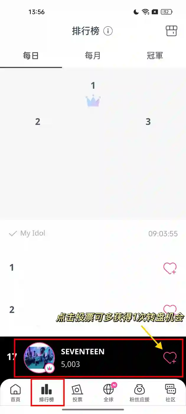 idol champ 投票得转盘机会